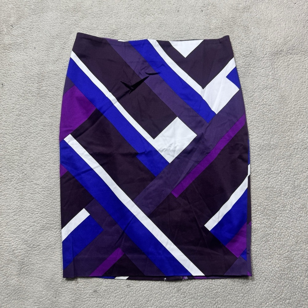 Ann Taylor Petite Skirt Womens 2P Straight Pencil Geometric Pattern Back Zip NEW